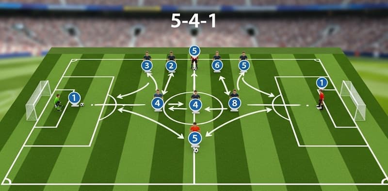Sơ đồ 541 là gì? Phân tích ưu nhược điểm của đội hình 5-4-1