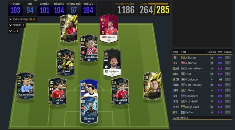 Build đội hình team color MU FO4 mạnh nhất mọi Meta